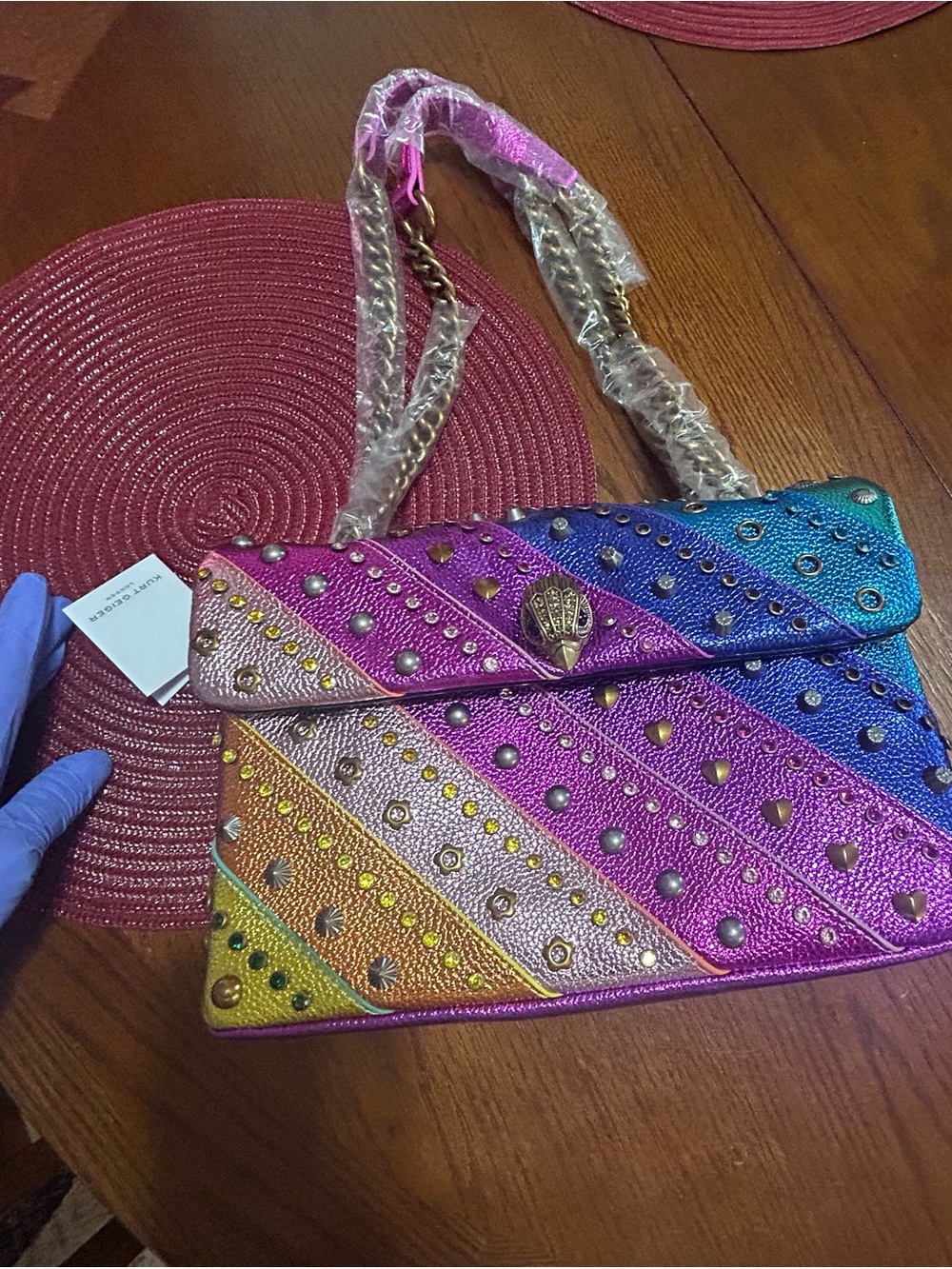 Kurt Geiger Multicolor Metallic Studded Shoulder Bag